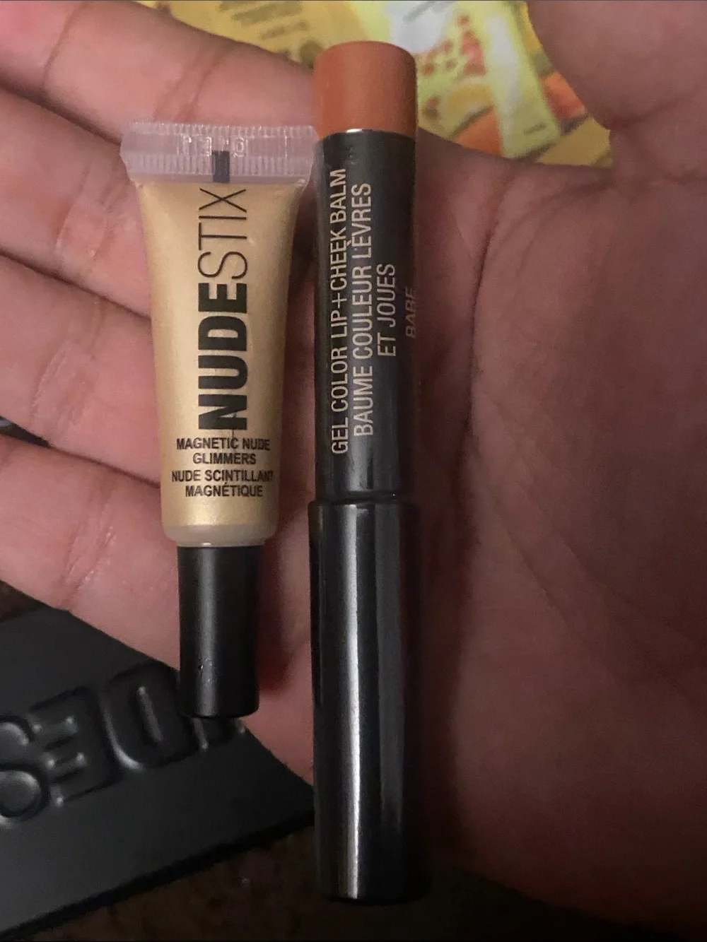 NUDESTIX Black Metal Tin case with mirror, 2 blush tint with spf and samples